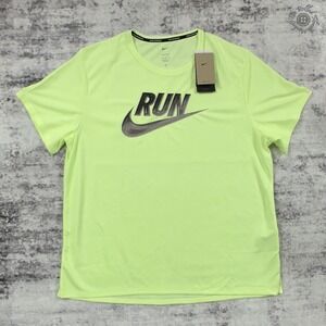 NWT Nike Dri Fit Miler Run Energy Yellow S/S Running Shirt Men's XL - HJ3564-701